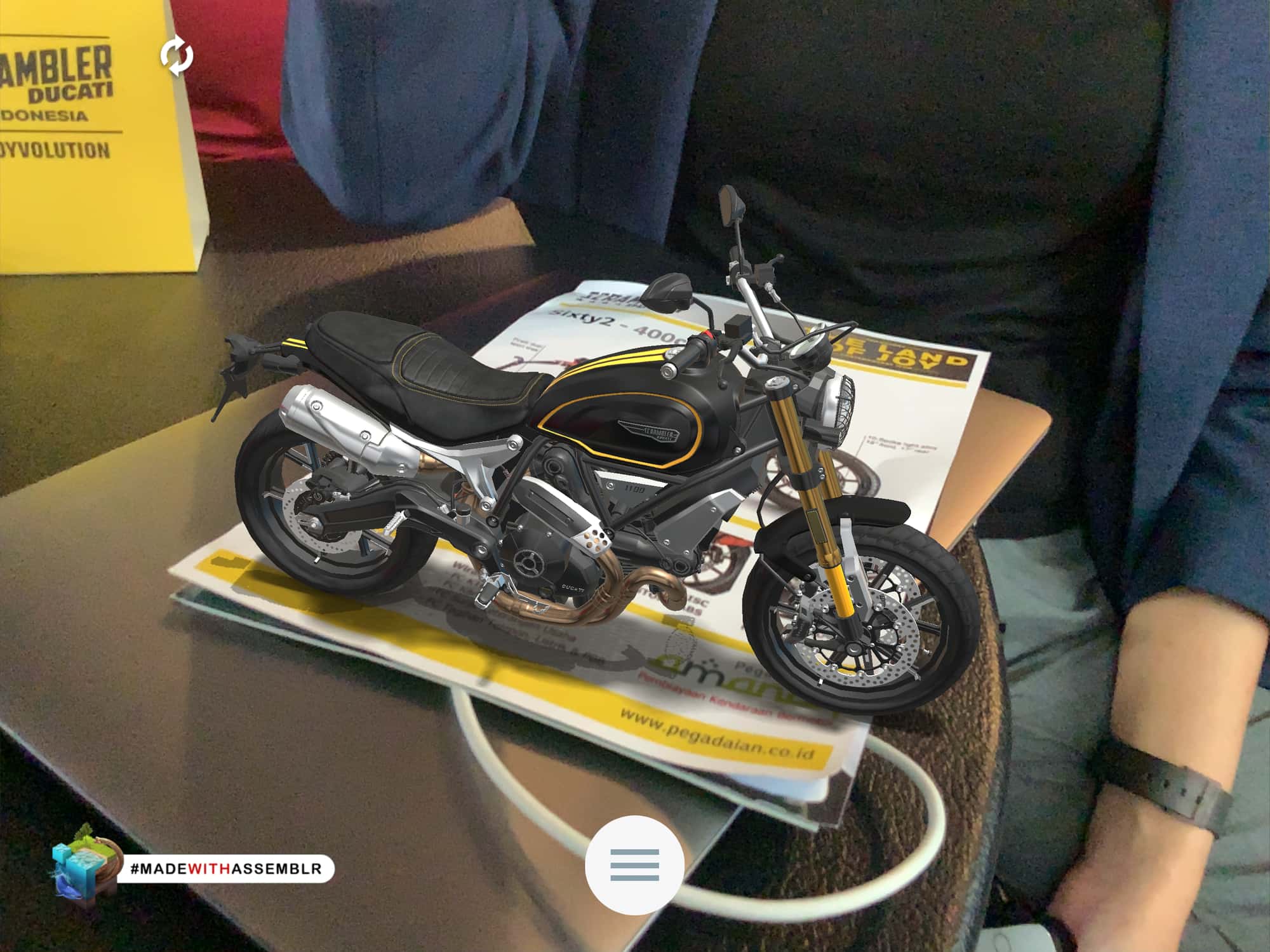 Ducati Scrambler model in AR view using Assemblr